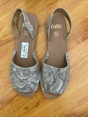 Faith Women's Snake-Print Slingback Sandals in Taupe